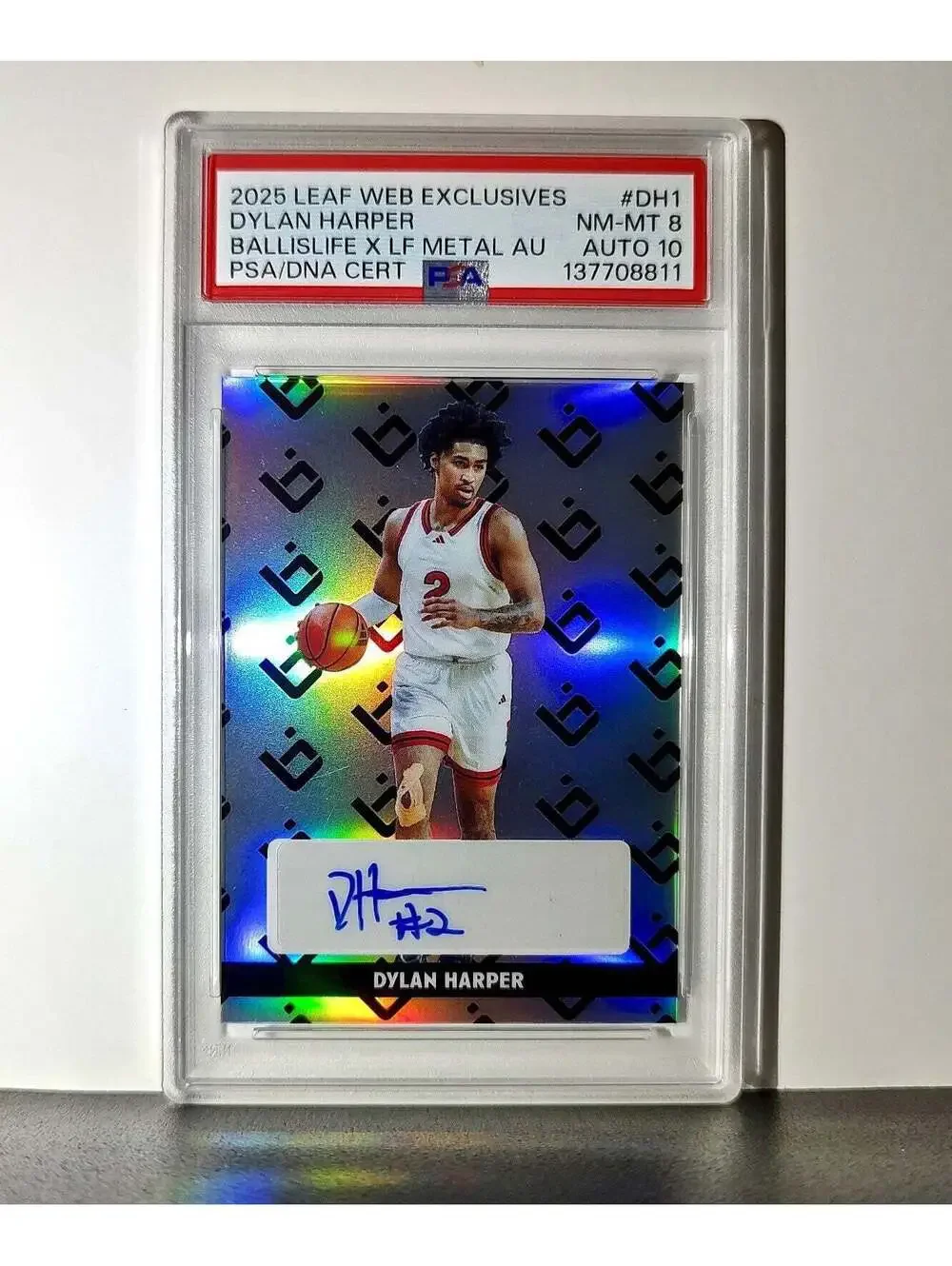 Dylan Harper 2025 Leaf Metal #BILA-DH1 Refractor PSA 8 Auto 10
